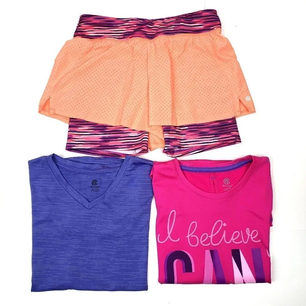 Girls Champion shirts and shorts lot size Large